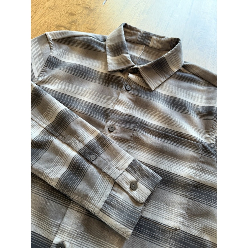 Lululemon Shirt Mens Large Gray Plaid Masons Peak Flannel Button Up Long Sleeve